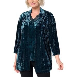 Belle Boho by Kim Gravel Women's Crushed Velvet Topper Autumn Teal - Regular